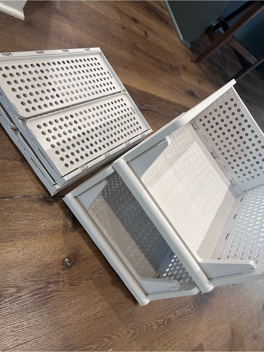 4 White Plastic Stackable Storage Bin - Home Organization